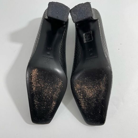 Via Spiga‎ Womens Pump Heels Metallic Leather Croc Almond Toe Size 8M - Picture 10 of 10